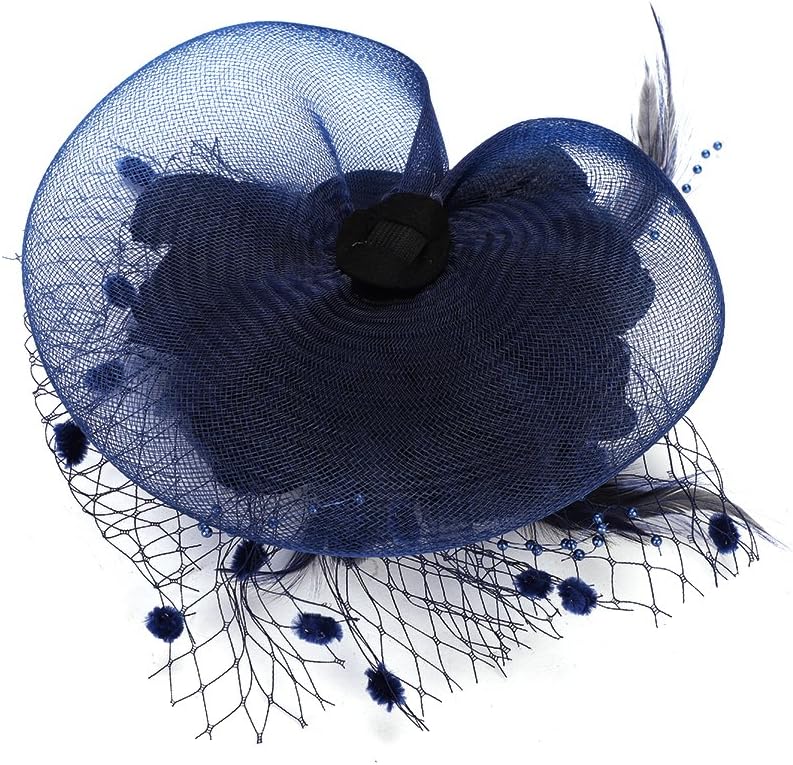 Women Fascinator Veil Hat Flower Feather Mesh Net Bridal Dot Veil Headpiece with Hair Clip and Headband Ladies Wedding Party Costume Headwear Fancy Dress Hair Accessories for Cocktail Party Ascot Race - Image 5