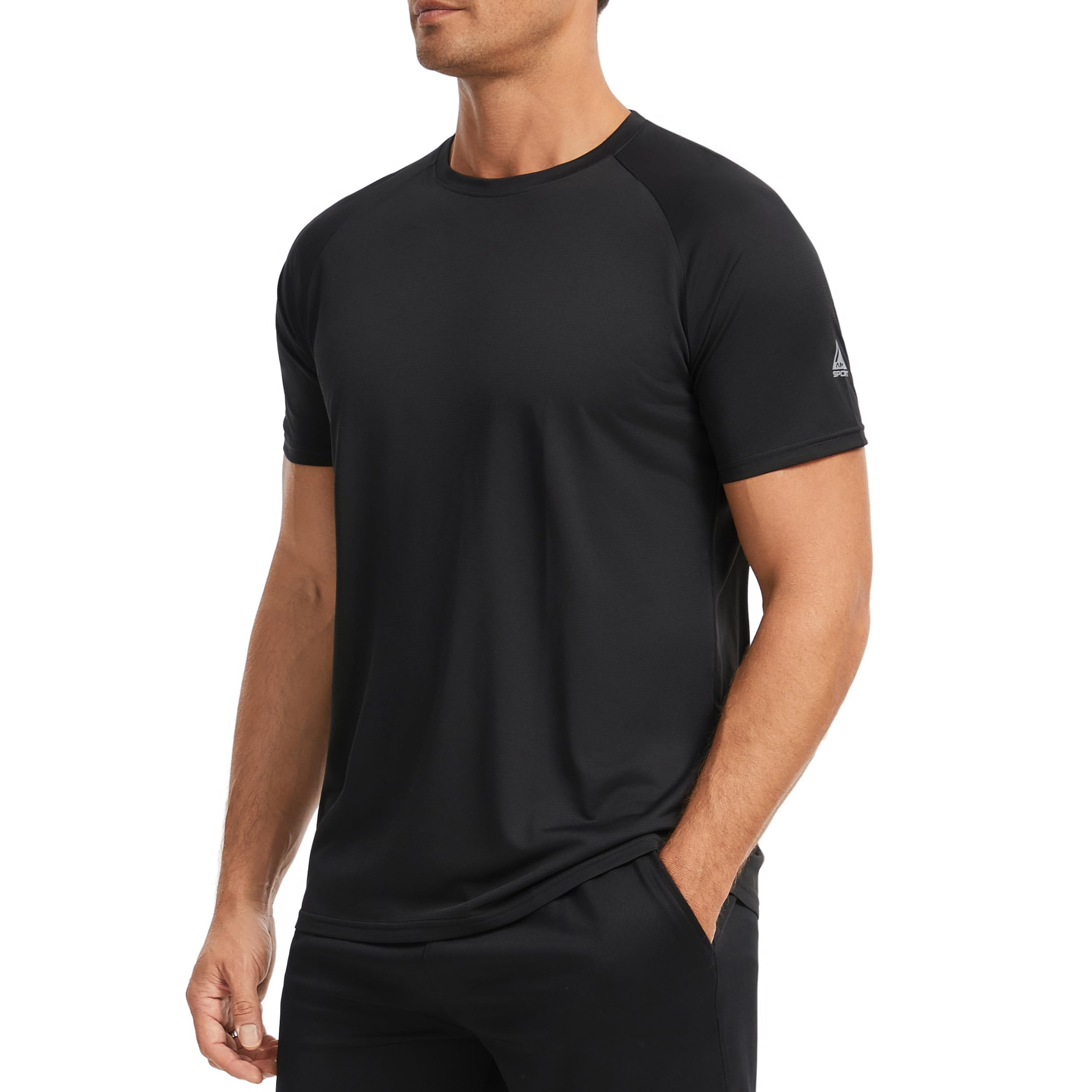 AMZSPORT 1/3/5 Pezzi T-Shirt Sportive da Uomo a Girocollo Traspiranti e Maniche Corte Maglietta Manica Corta Asciugatura Rapida Traspirante Palestra Running Trekking