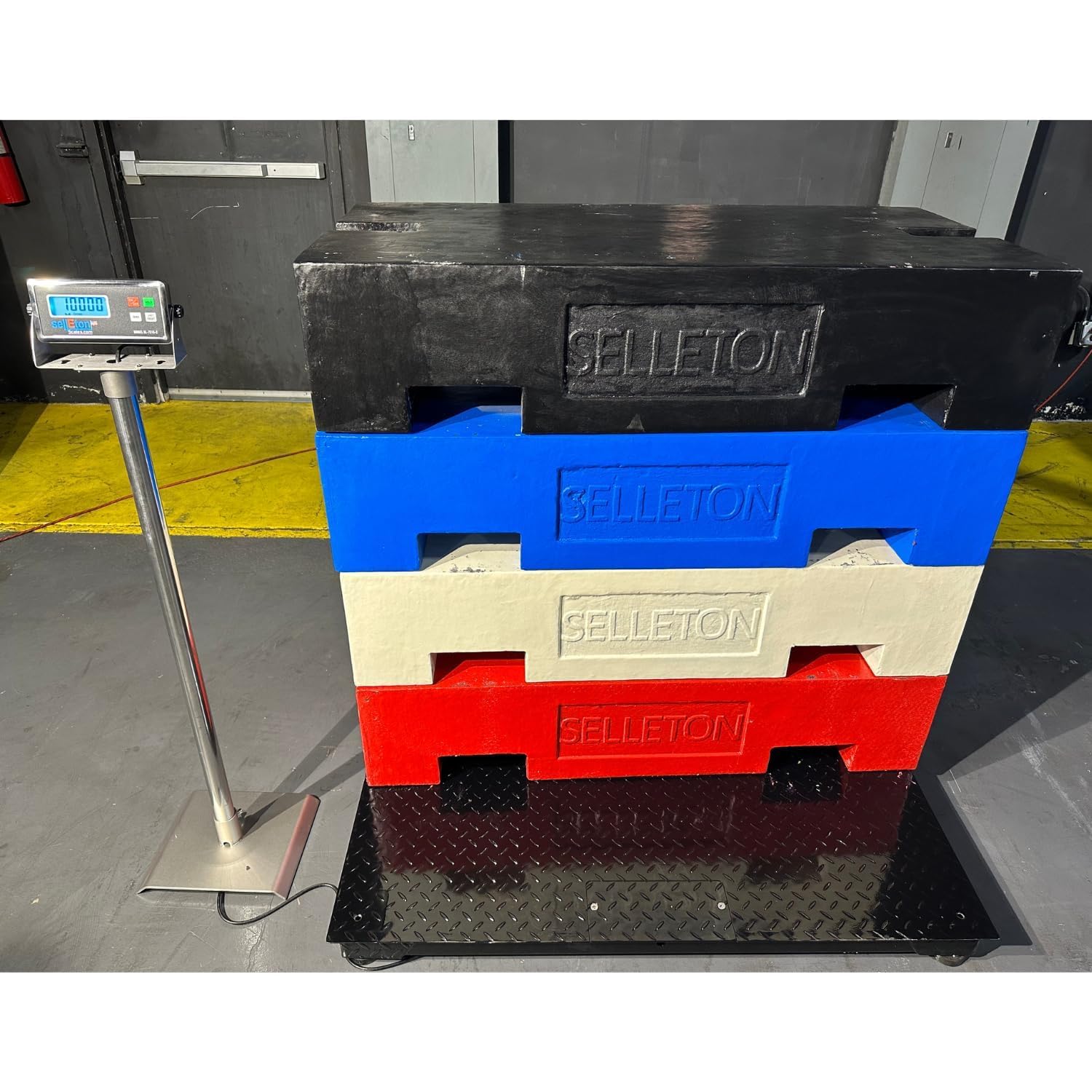 SellEton SL-4x4-NN-TP Industrial Pallet Size 48" x 48" 4' x 4' (1000 lb x 0.2 lb) Floor Scale & Printer in Yellow