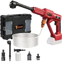 Cordless Cleaning Tool Compatible with Milwaukee M18 Battery, Portable Handheld Vehicle Cleaner with 6-in-1 Nozzle & 16.5FT Drain Hose for Car/Fence/Patio/Deck/Bike CleaningBattery Not Included