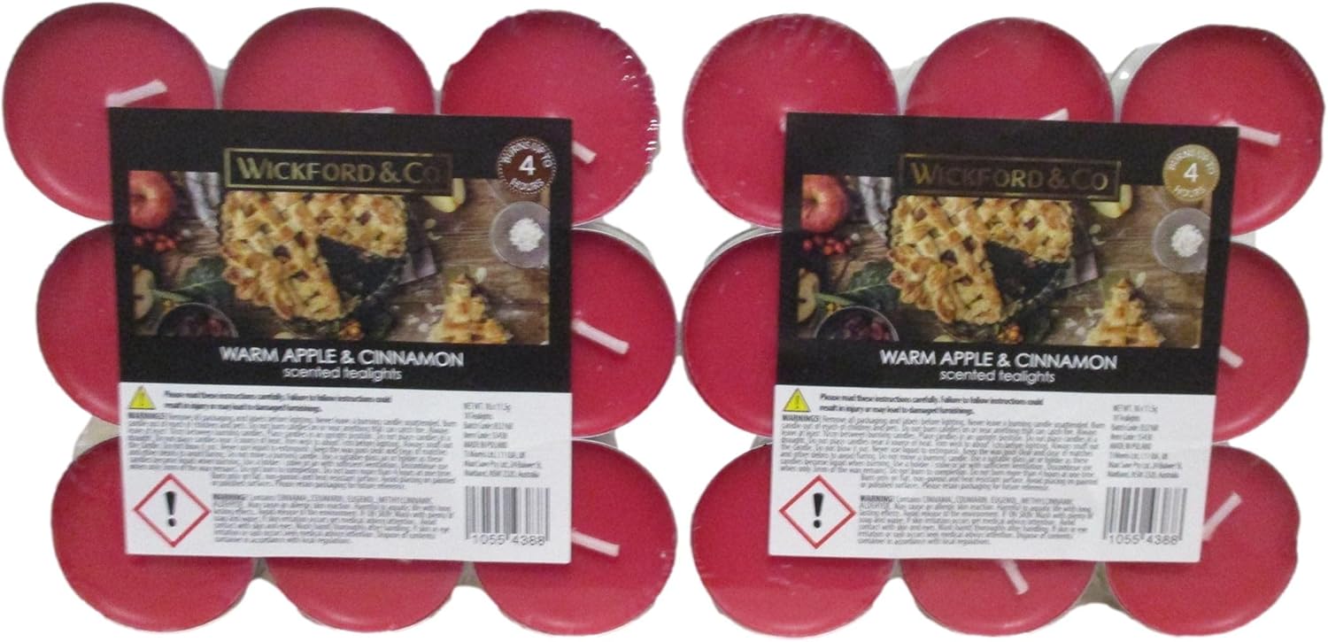 Wickford & Co Warm Apple & Cinnamon Luxury Fragranced Tea Light Candles x 36 Amazon.co.uk