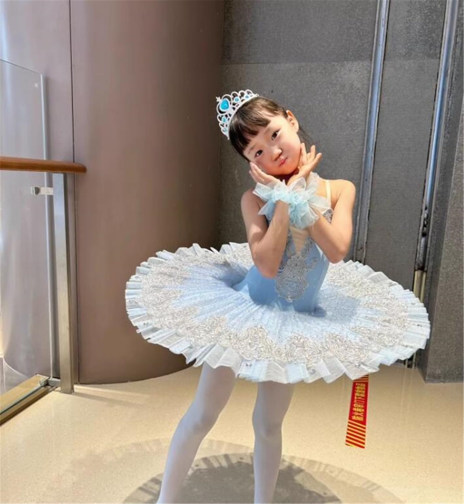 Vestido de tutú de Ballet Profesional para niñas, Disfraz de competición de Baile de Escenario de Bailarina de Lago de los cisnes de Princesa panqueque