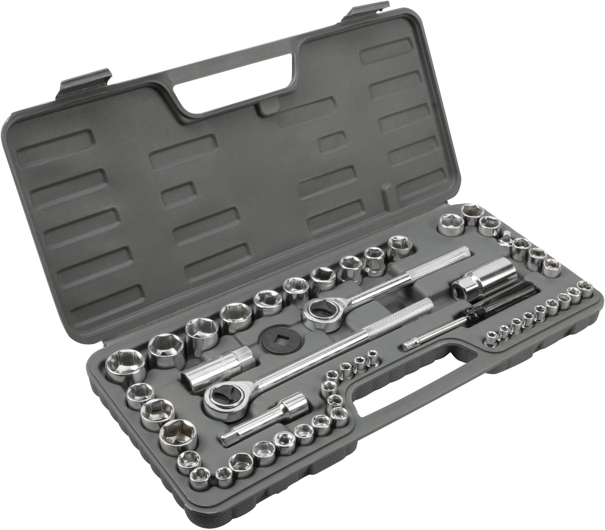PERFORMANCE TOOL W1172 Sae/Metric 52-Piece Socket Set (1/4", 3/8" & 1/2" Drive)