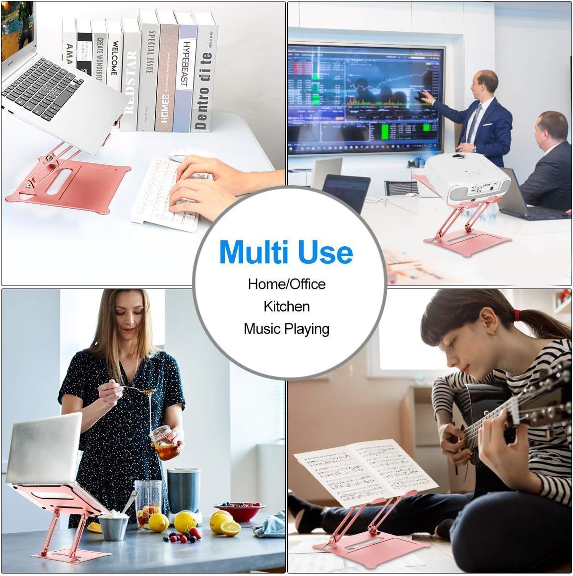 Urmust Laptop Notebook Stand Holder Ergonomic Adjustable Ultrabook Stand Riser Portable Compatible with MacBook Air Pro HP Dell XPS Lenovo All laptops 10-15.6"(Rose Gold) : Electronics