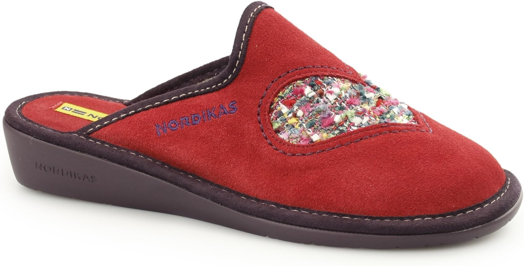 Nordikas 8130 (AFELPADO) Ladies Suede Heart Slippers Red 40