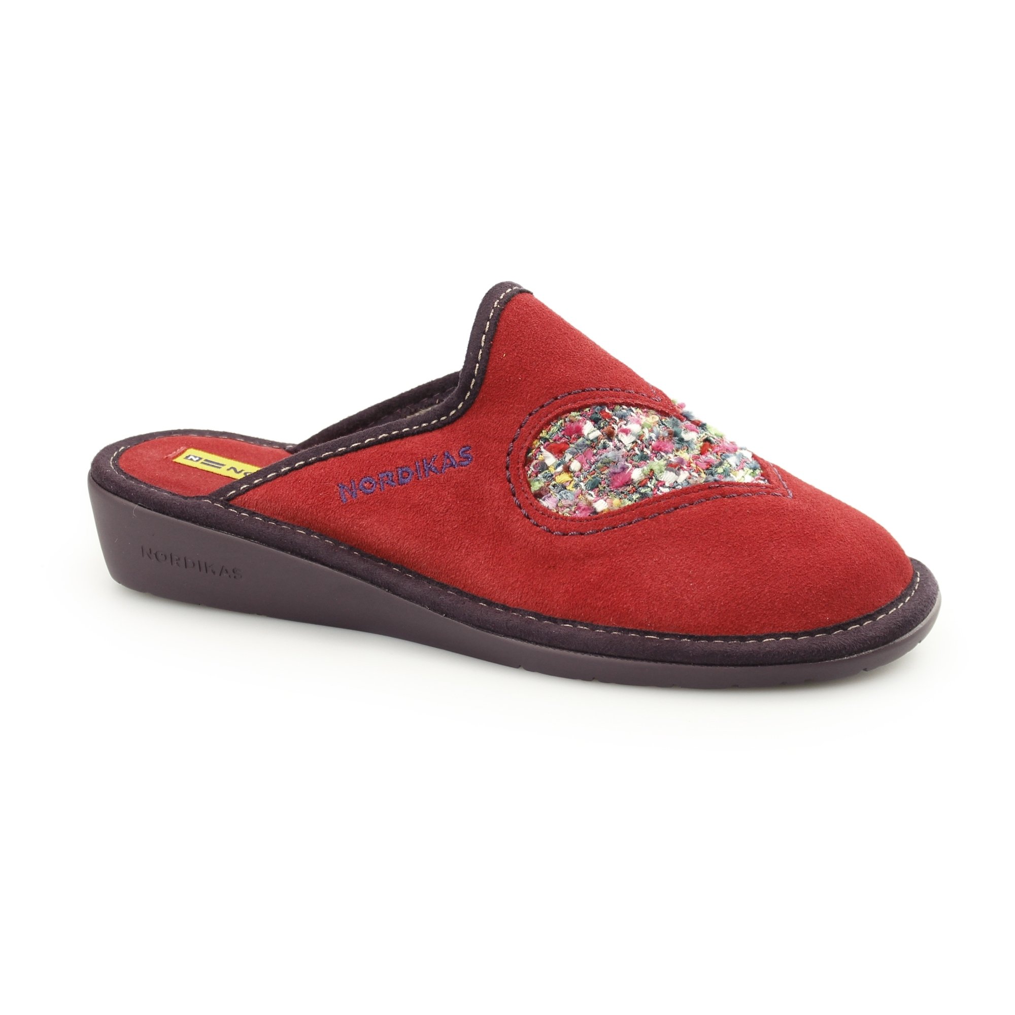Nordikas 8130 (AFELPADO) Ladies Suede Heart Slippers Red 40