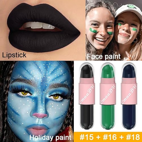 Miniatura 3 de evpct Lápiz labial mate 2 en 1 y larga duración, a prueba de manchas, brillo de labios, juego de 3 piezas para mujer, color rojo rubí oscuro, beige,