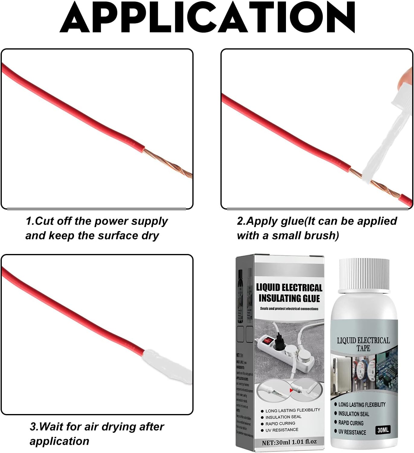 XIRUJNFD Liquid Electrical Tape, Liquid Insulation Tape, Liquid Electrical Tape Waterproof, Liquid Insulation Electrical Tape for Electrical Equipment (50ml Black,1pcs)