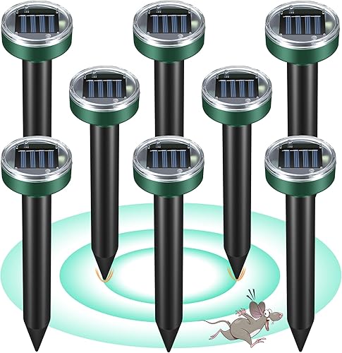 Repelente de topos para césped – Repelente ultrasónico de tope alimentado por energía solar para jardín, patio, pico sónico impermeable para