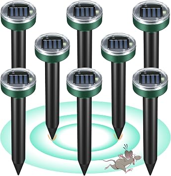 Mole Repellent for Lawns - Ultrasonic Gopher Repellent Solar Powered for Garden,Yard - Waterproof Sonic Mole Spike for Snake,Chipmunk,Outdoor Pest Control Vole Deterrent