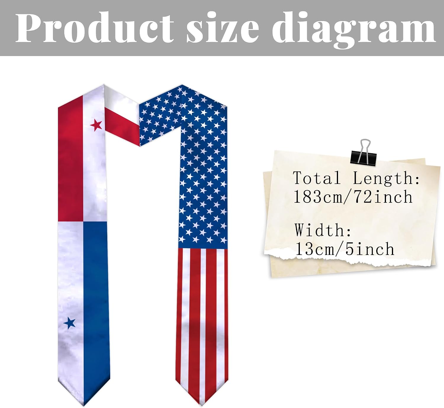 Mixed Country Flag Graduation Stole Sash Scarf for International Students 72 Inch
