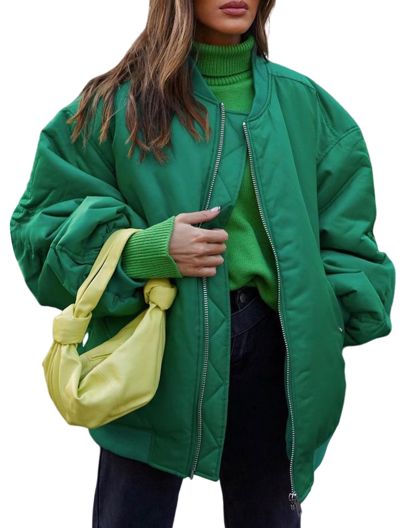 Yimoon Women's Winter Bomber Jacket Oversized Quilted Puffer