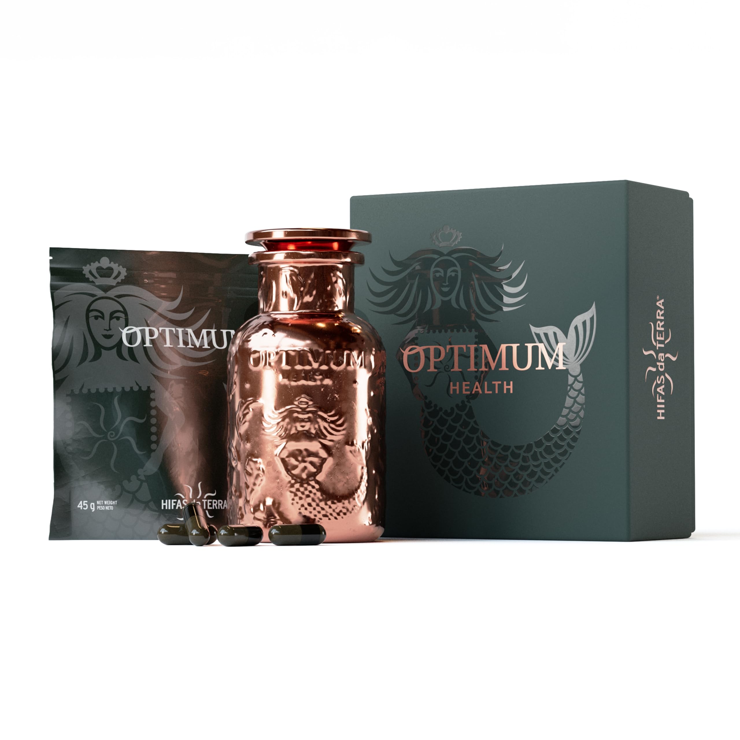 HIFAS DA TERRA - Suplemento Nutricosmética Optimum Health con Extracto de Hongos: Cordyceps, Reishi, Melena de León. Welcome Pack con Botella Reutilizable + 60 Cápsulas. Belleza, Energía y Bienestar
