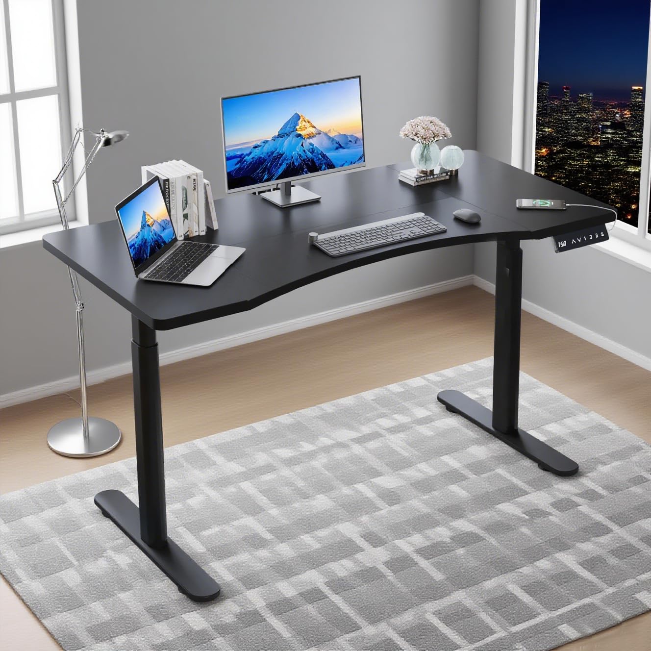 電動昇降デスク ダブルモーター スタンディングデスク Amazon | bilbil 電動昇降式デスク パソコンラック 電動式机 二