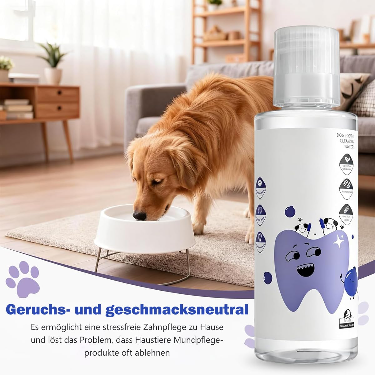 Paw Bright Dental Plus Zahnpflege für Haustiere geruchs und geschmacksneutrale Formel zur Bekämpfung von Zahnstein fördert gesundes Zahnfleisch und erfrischt den Atem (200ml*3)