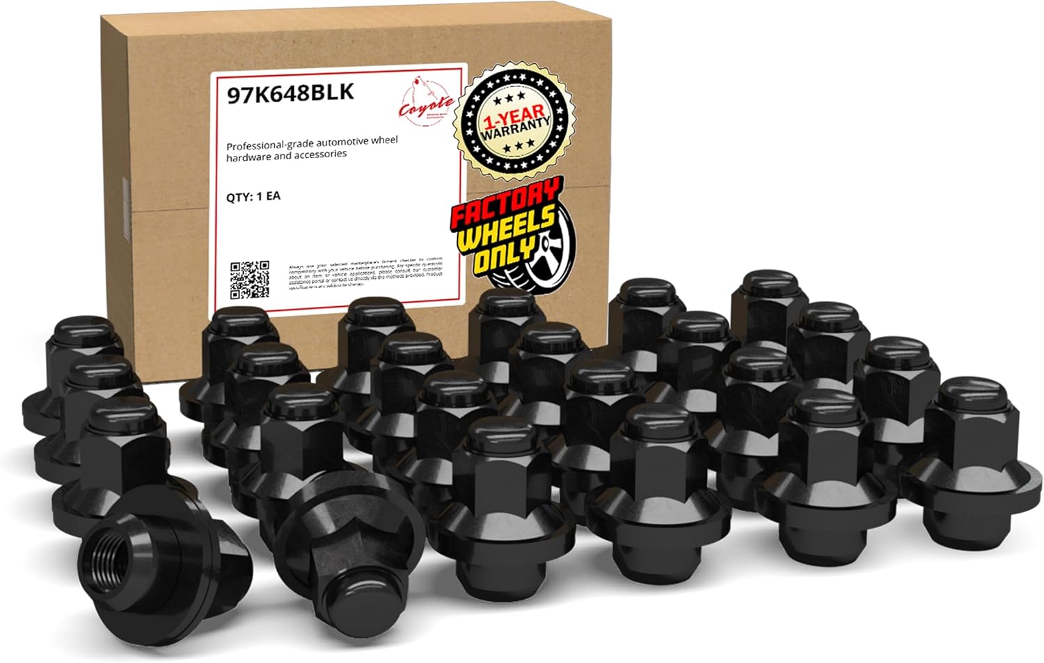 Wheel Accessories Parts 24 Pcs M14x1.5 14x1.5 Thread OEM Style Lug Nuts 1.60" Long Black 13/16" 21mm Hex Fits Toyota Tacoma Tundra 4Runner ｜ 90942-A1007 ｜ ｜ 90942-01121