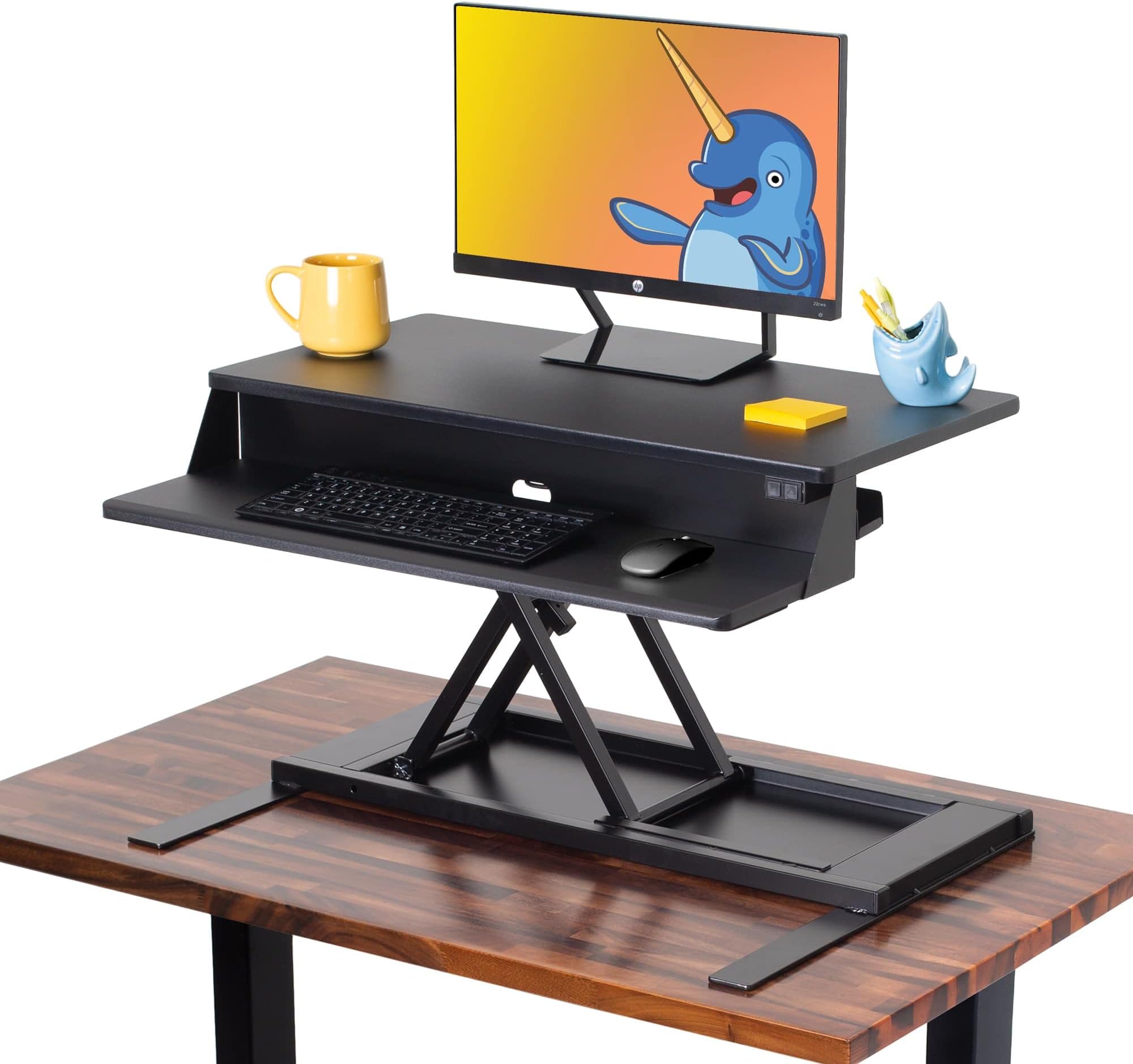 Stand Steady Flexpro Power 32 Inch Electric Standing Desk - Electric Height-Adjustable Stand up Desk by Award Winning Holds 2 Monitors - Easy Quiet Adjustments (Black) (32")