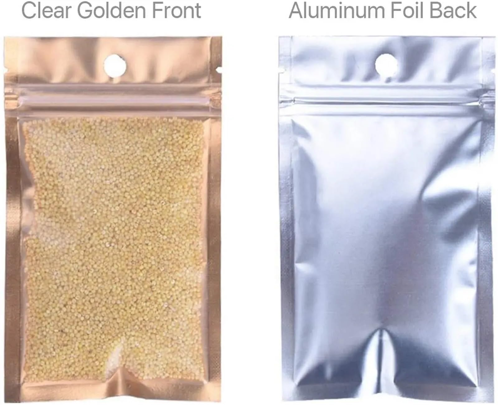 50 szt. folii aluminiowej Mylar samouszczelniające torby z zamkiem błyskawicznym płaskie metalowej możliwością ponownego zamknięcia do przechowywania żywności(18x25cm)