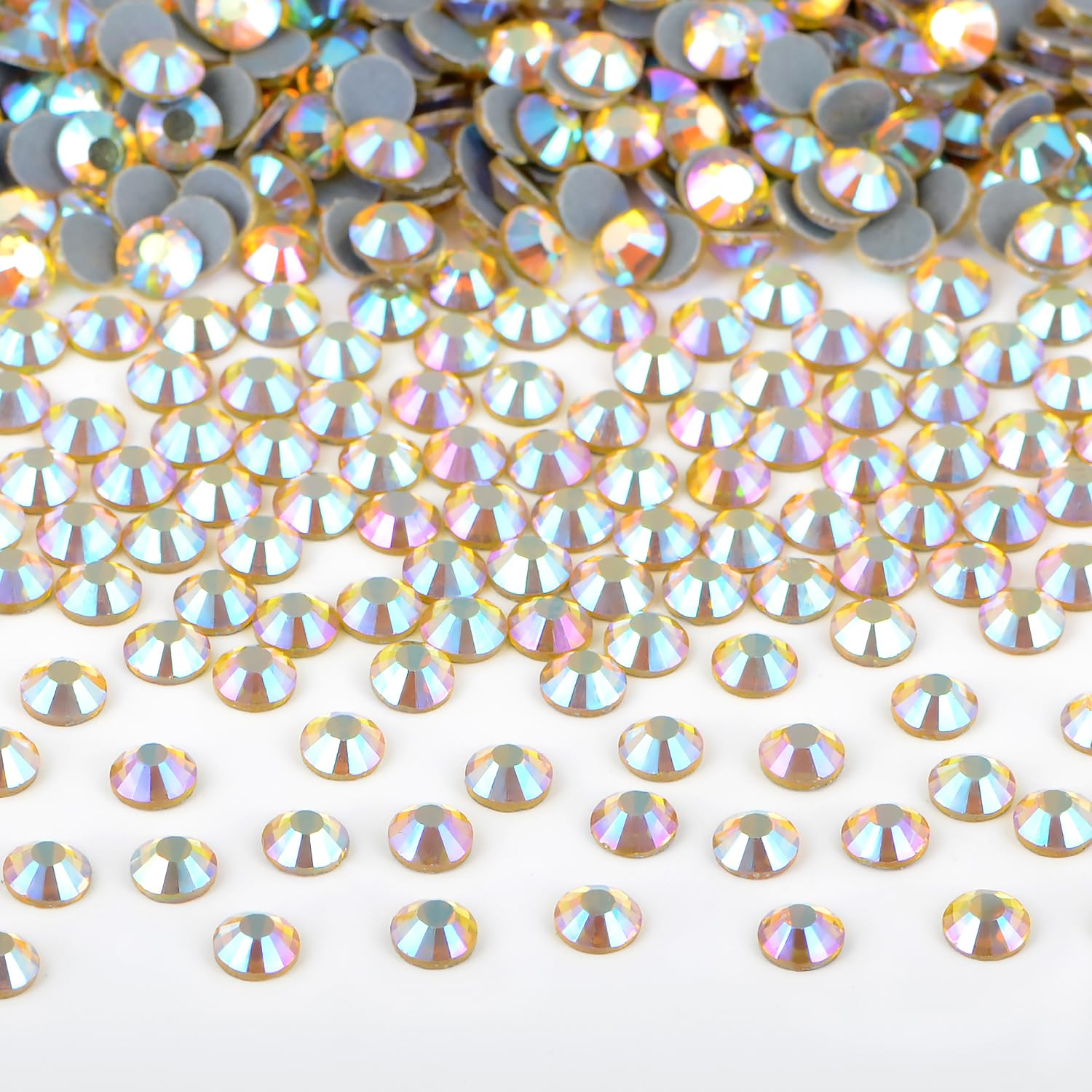 Bymitel Hotfix Crystal Rhinestones Round Gems Iron on DIY Jewelry Making Flat Back for Crafts,Citrine AB, 2.8mm(SS10/2880pcs)