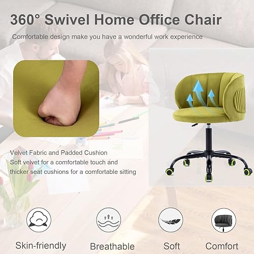 Miniatura 4 de Yoluckea Silla moderna de terciopelo para oficina en casa silla de oficina giratoria ajustable para sala de estar cómoda silla de escritorio para