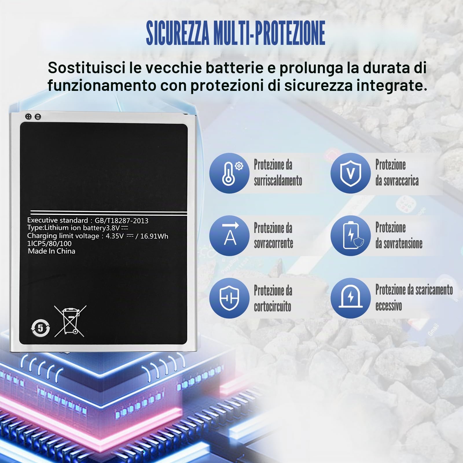 Batteria di ricambio per Samsung Galaxy Tab Active, Galaxy Tab Active 2, SM-T365F0, SM-T390, SM-T390N, SM-T395, SM-T395N, batteria di ricambio per Samsung EB-BT365BBU, GH43-04317A, ecc