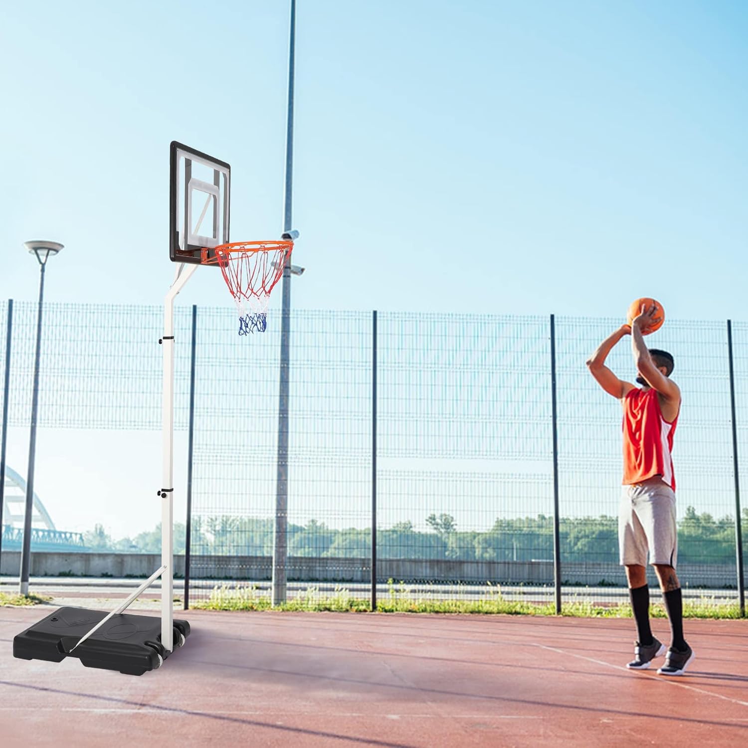 Basketball Hoop for Kids, Grow with Kids, Adjustable Height 5Ft – 6.8Ft/6.9Ft -8.5Ft, Basketball Portable Hoops & Goals, w/Wheels Indoor Outdoor Basketball Goal, Stable Construction