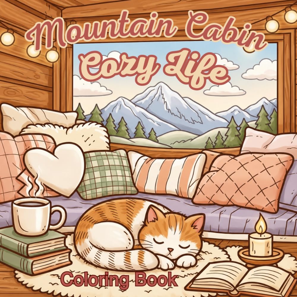 Mountain Cabin Cozy Life Coloring Book: 50 Relaxing Cabin Scenes for Stress Relief, Cozy Living & Nature Lovers