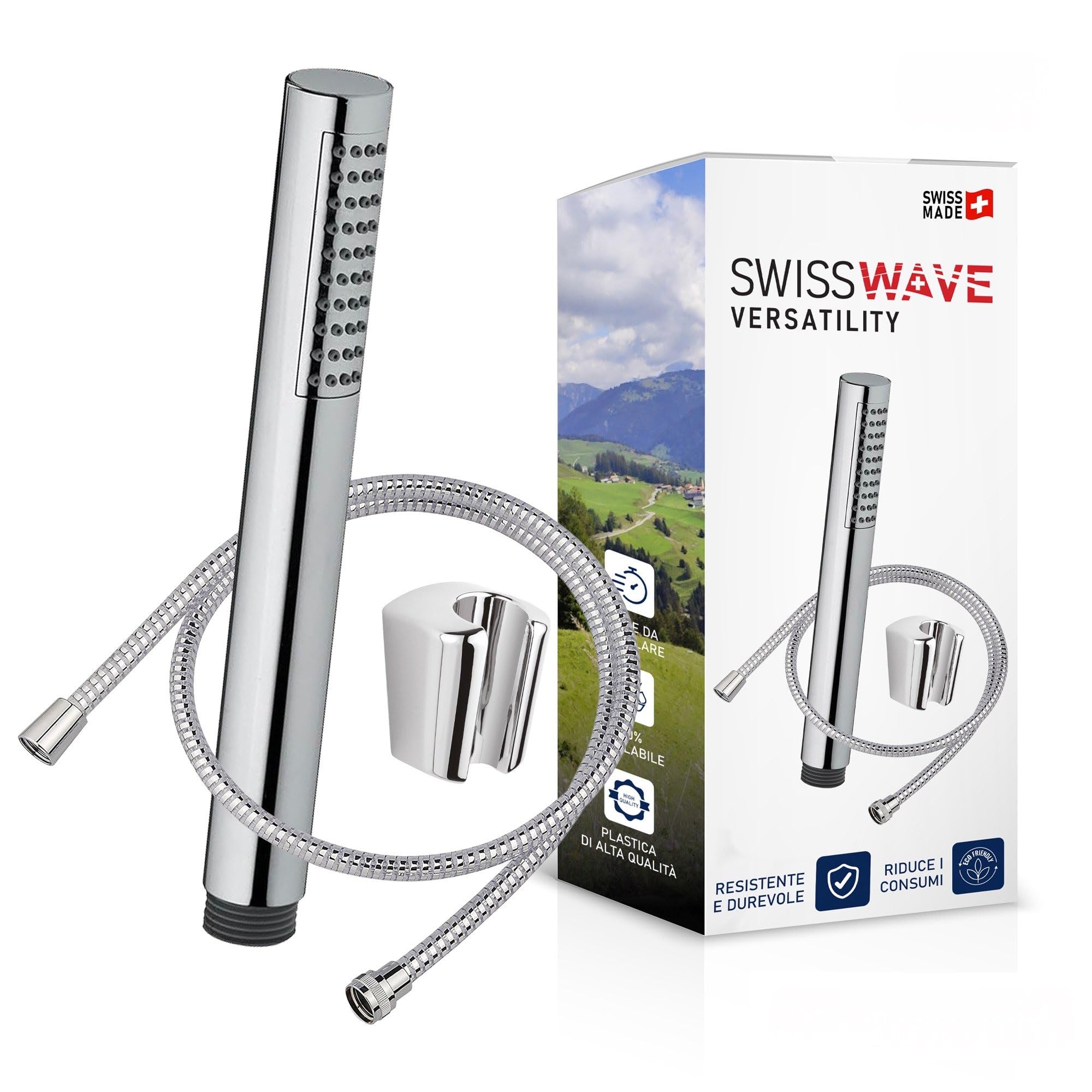 SwissWave Kit Douche Baignoire Douchette Stick 20mm Flexible 150cm