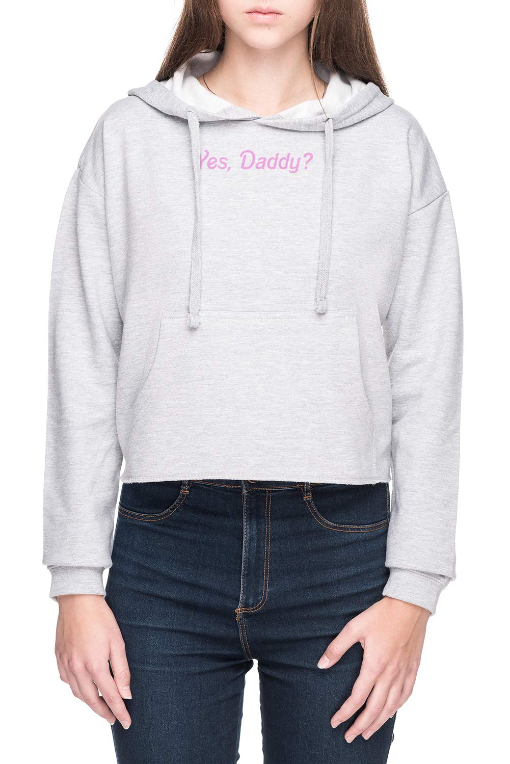 Vendax Yes, Daddy Shirt Women's Crop Hoodie Sweatshirt Grey