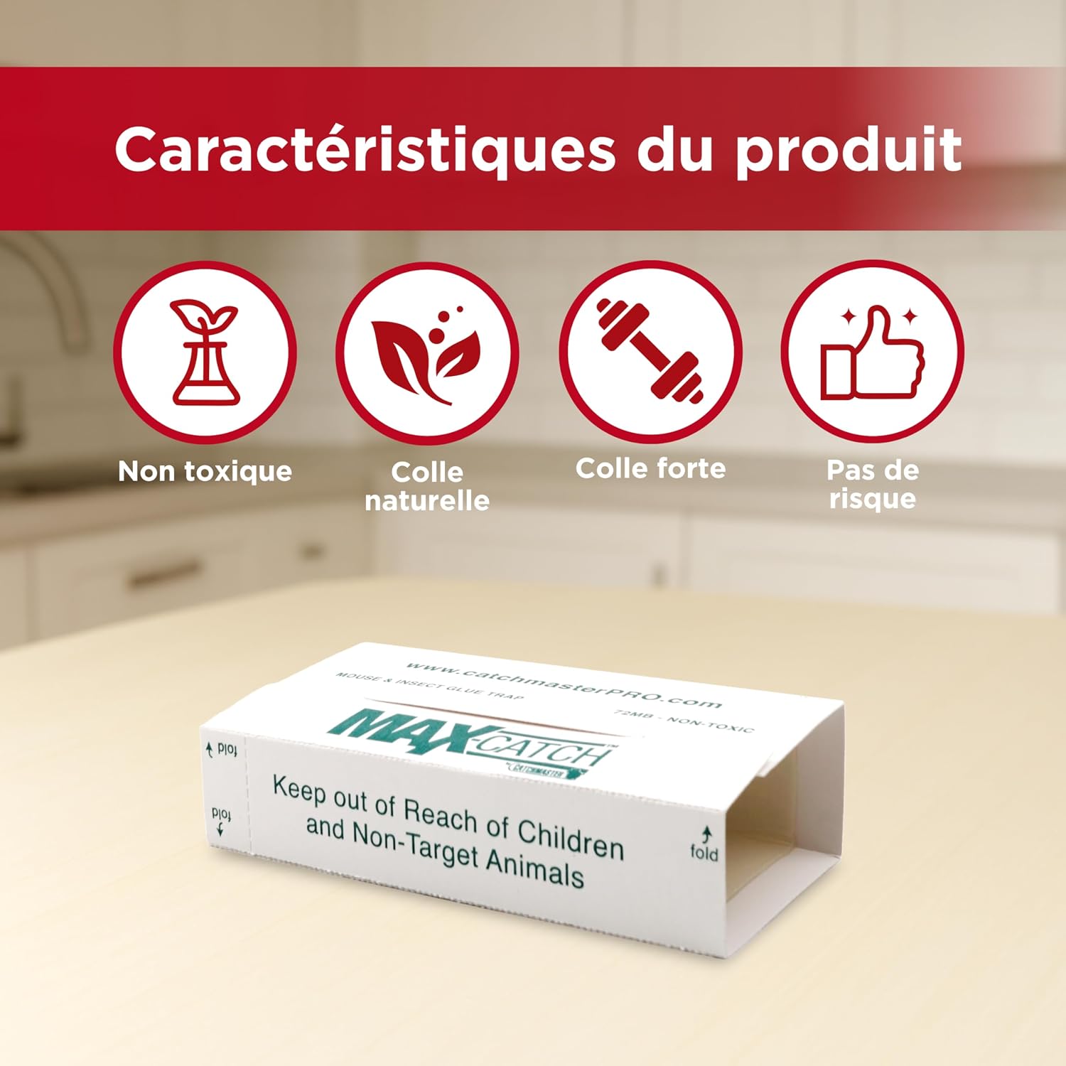 Catchmaster 72MAX Plaque Collante Souris – 9 Pièges à Souris Collante XXL avec Appât Cacahuète – Piège Souris Non-Toxique & Puissant — vue 3