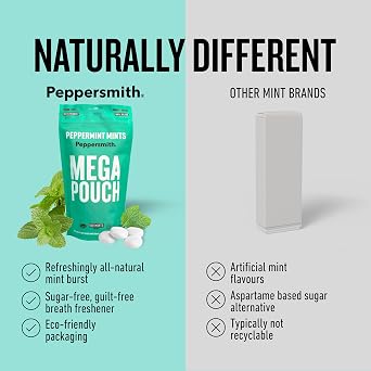 Peppersmith Peppermint Sugar Free Mints - Mega Pouch - 560 Mints - 330g