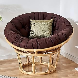 Silla colgante redonda de poliratán, color marrón, 130 x 130 cm, elegante y cómoda, silla de exterior para relajarse