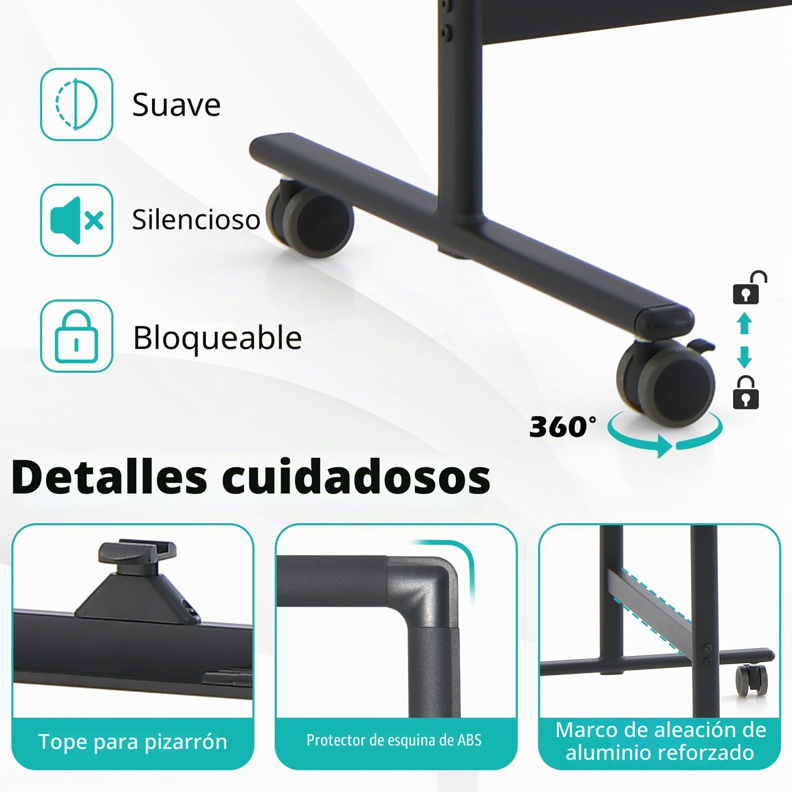 GIANTEX Pizarra Blanca Móvil de Doble Cara, 60 x 100 cm, Pizarra Magnética con Patas Ajustable en 2 Niveles, con Borrador en Seco, Marcadores Negros, Imanes, Pizarra de Caballete con Ruedas (Negro)