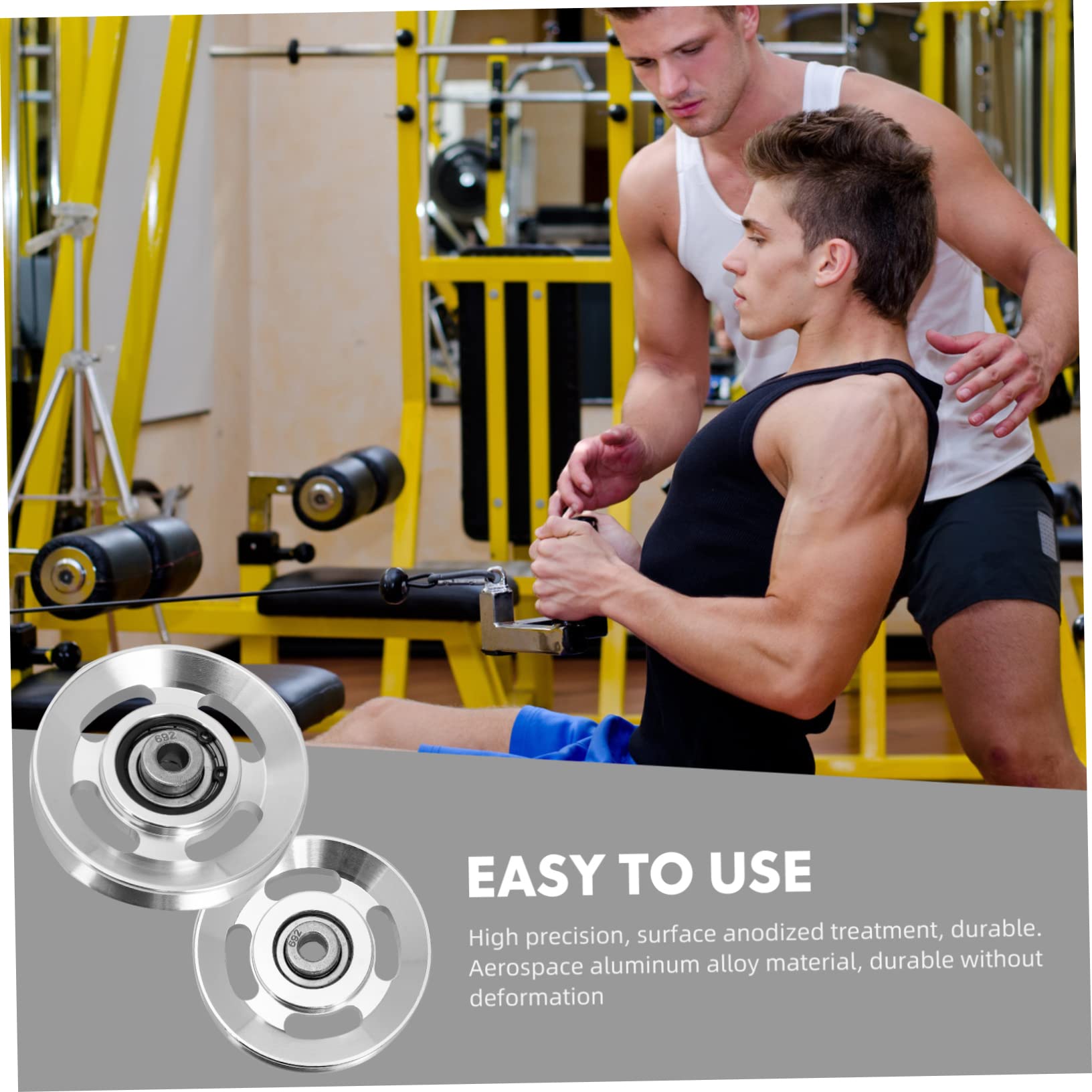 Carrucola per Cavi Fitness in Lega di Alluminio, 2 Pezzi, Resistente all Usura, Movimento Fluido, Facile da Installare per Allenamento