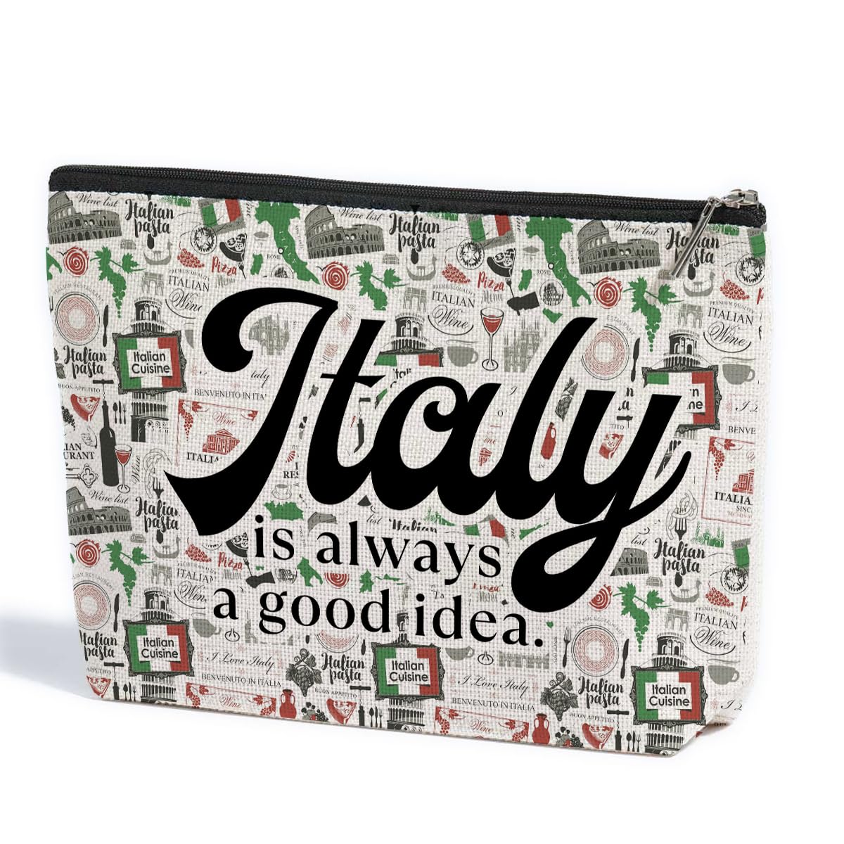ZHAMEN Italy Travel Essentials Makeup Bag Italian Gifts Italy Decor Makeup Pouch Gifts for Travelers Travel Bag for