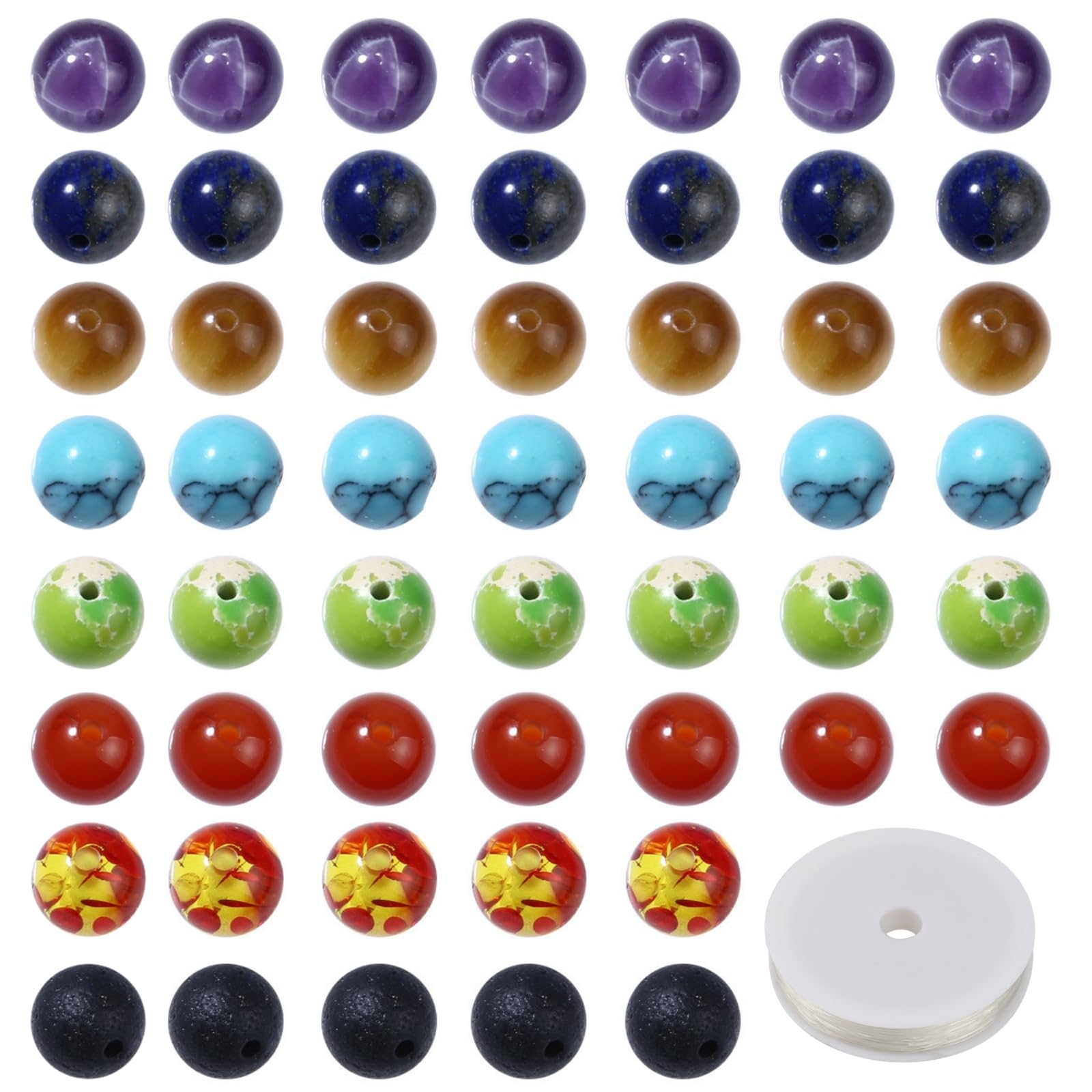 Perles 7 chakras pierre naturelle 8mm fabrication bijoux bracelet collier lot de 100