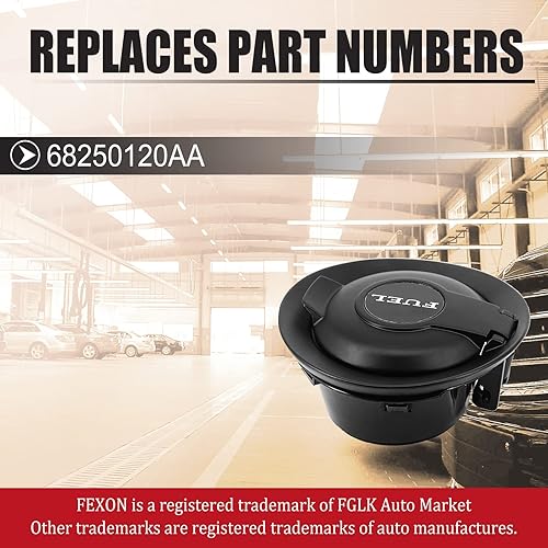 Miniatura 3 de Tapa de repuesto para tapa de puerta de llenado de combustible para Dodge Challenger 2008-2020, color negro reemplaza # 68250120AA