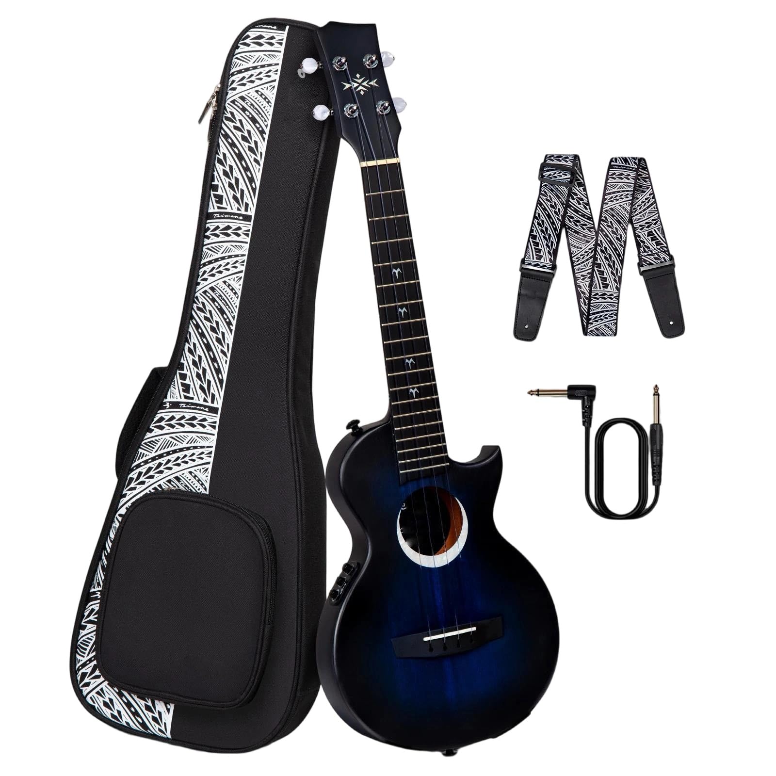 Typ Wydajności Ukulele Ukulele Mahoniowe W Całości Wykonane Z Litego Drewna 26 Cali Zestawie Pokrowiec I Pasek(Blue)