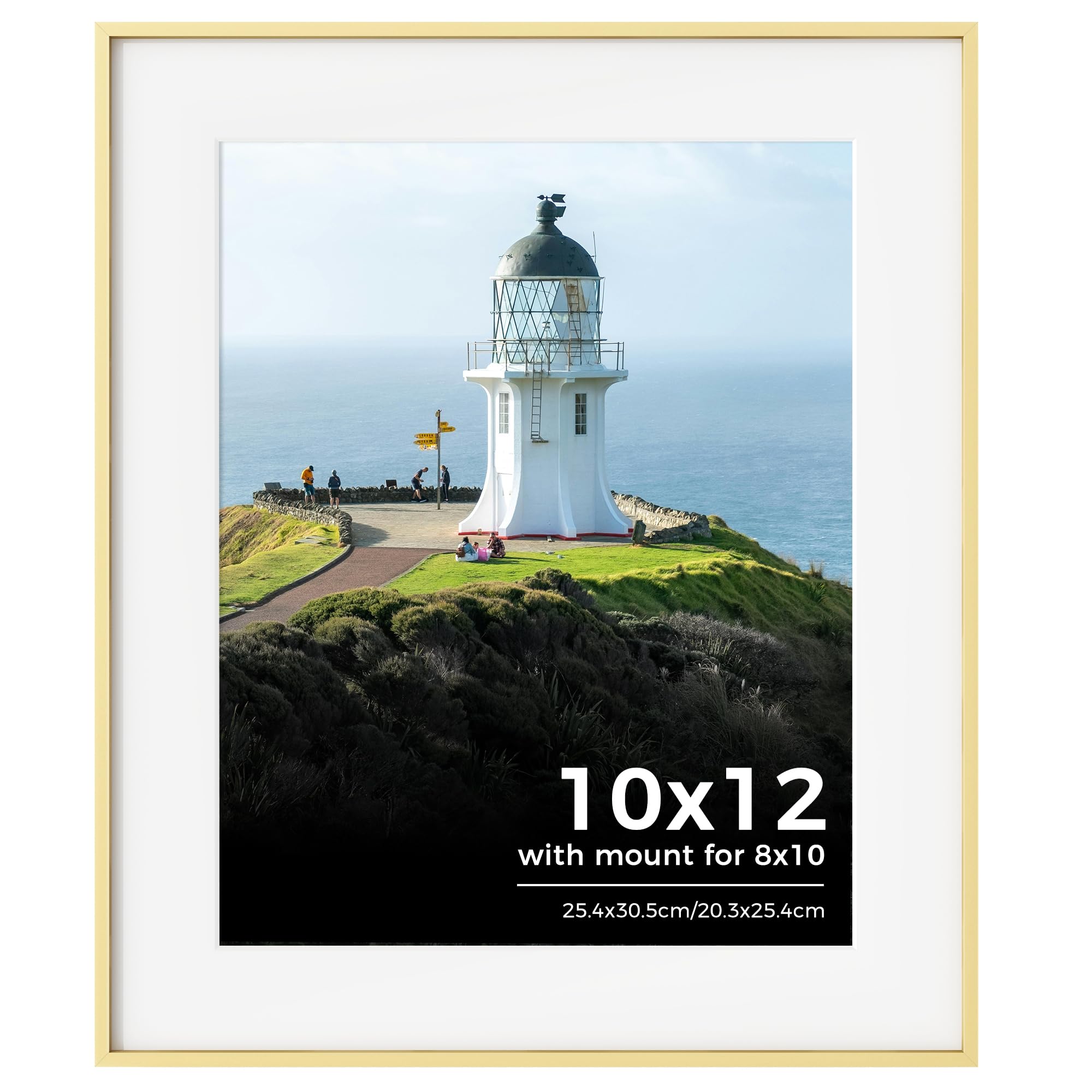 10x12 Photo Frame, 10x12inch (25.4x30.5cm) Picture Frames with Mount for 8x10 inch Frame, Metal Poster Frame with Plexiglass Window for Home, Gallery Wall Mount Display, Gold