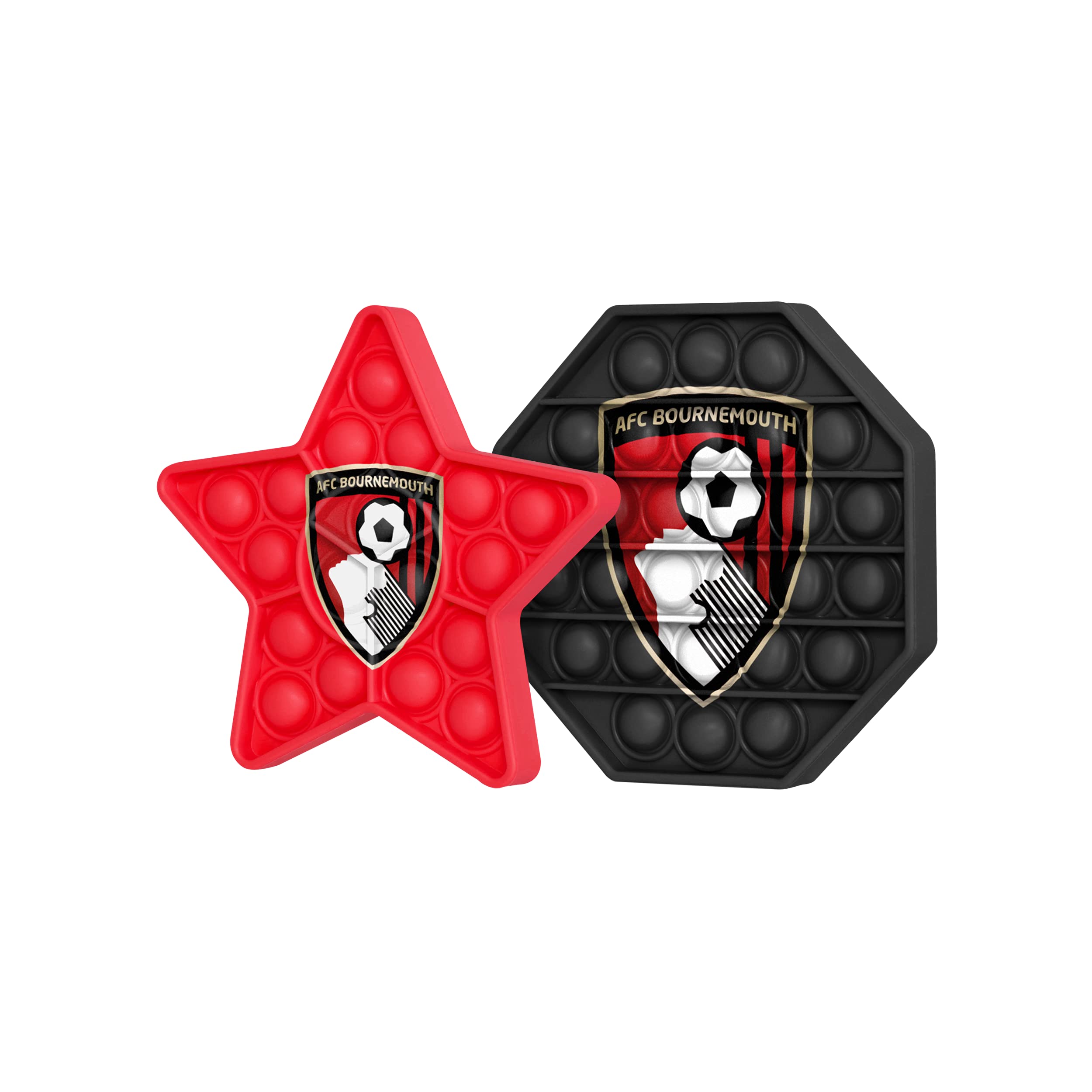 FOCO AFC Bournemouth Football EPL League One Championship 2 Pack Hexagon & Star Push-Itz Fidget Push Pop Bubble Sensor Toy Craze