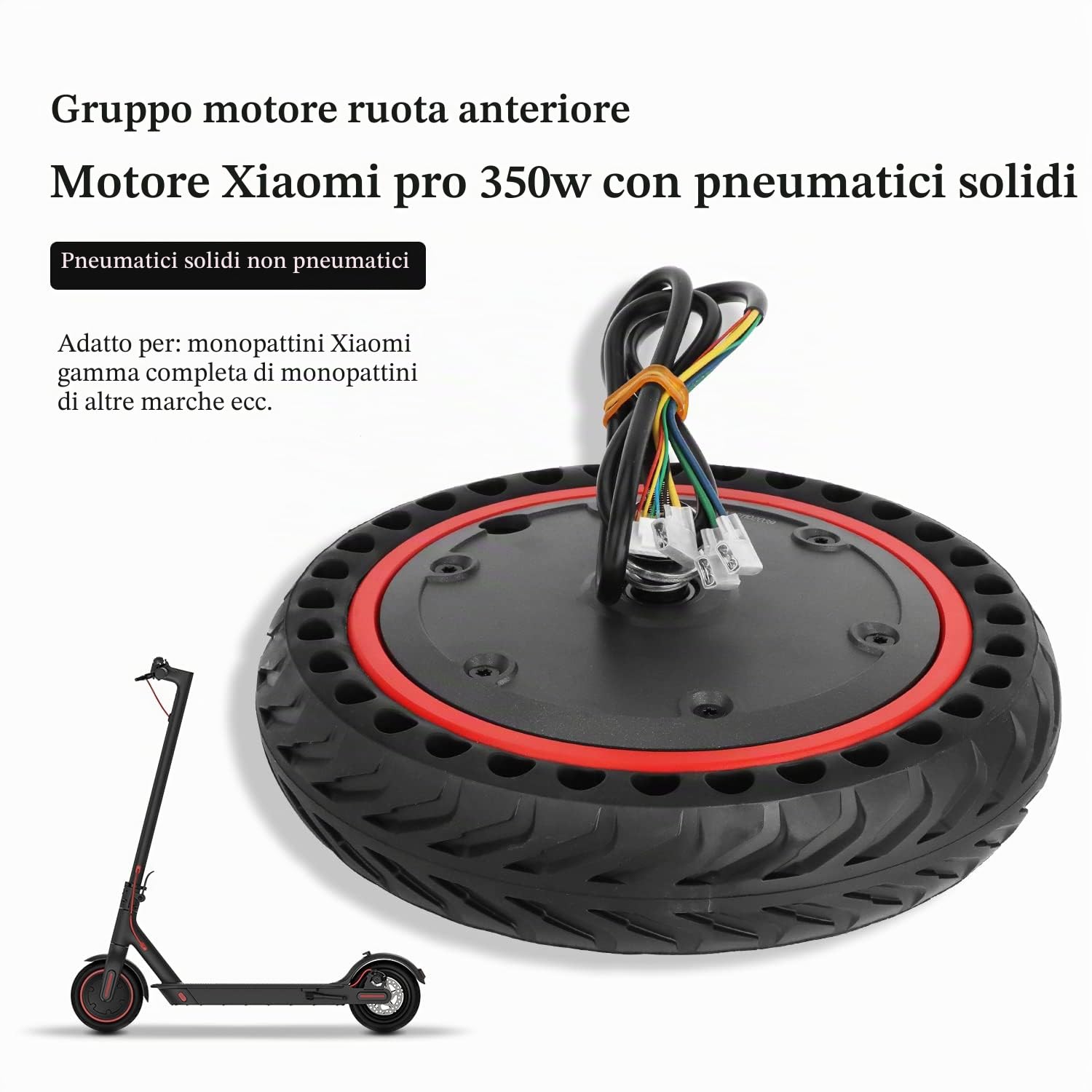 Motor Solid Tire Sostituzione Motore 350w 36v con Ruota Compatibile con Scooter Elettrico 1S M365 Pro2 Pro2 Mi3