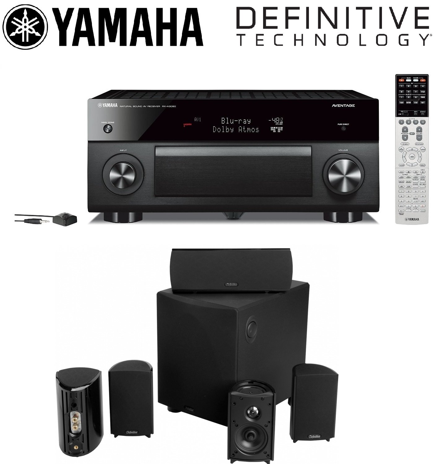 Yamaha RX-A3060BL 11.2 Channel Network AV Receiver + Definitive Technology ProCinema 600 5.1 Home Theater Speaker System Bundle