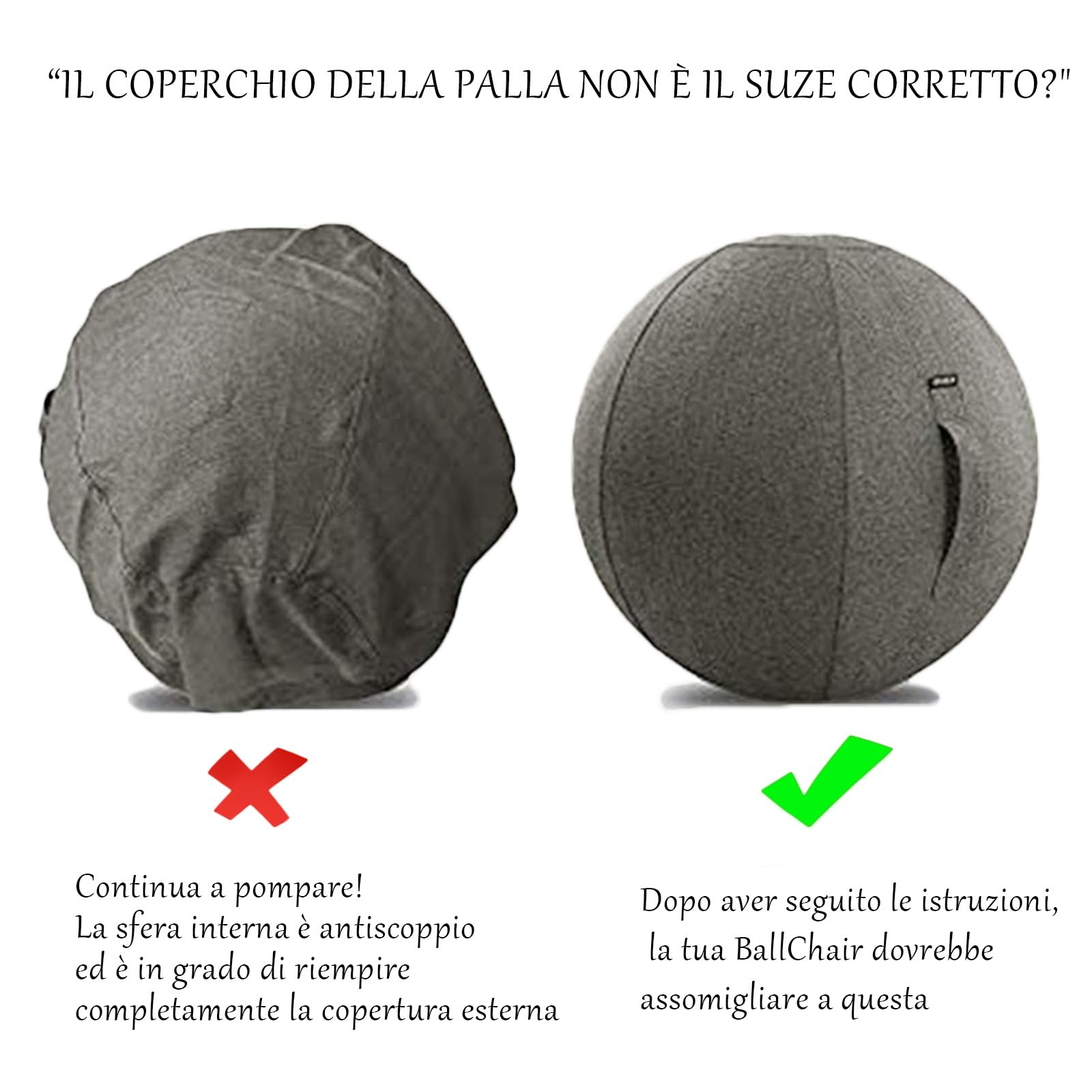 Palla per Lo Pilates, Fitball, Fitball Gravidanza con Coperchio, Pompa,Palla Yoga Palla Gravidanza per Ufficio E Casa Colore A Scelta