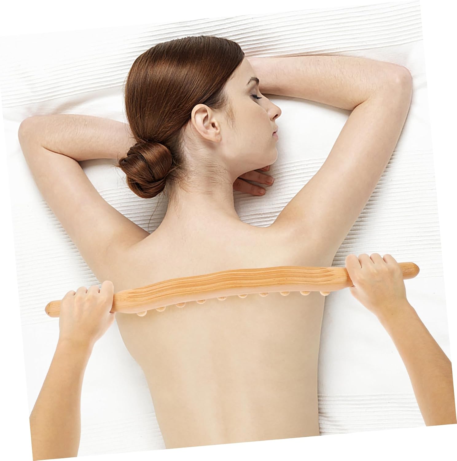 Wood Massage Stick with Round Beads Gua Sha Massage Tool for Full Body Relaxation Durable Beechwood Convenient for Home Travel