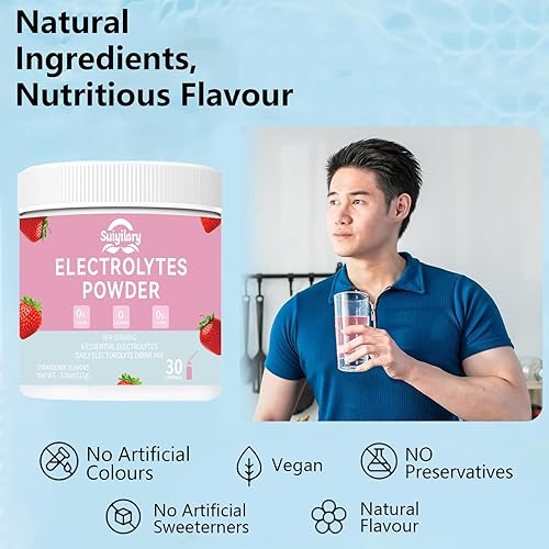 Miniatura 3 de Mezcla de bebida en polvo de electrolitos sin azúcar, polvo de hidratación diaria con 6 electrolitos clave, oligominerales, apto para dieta