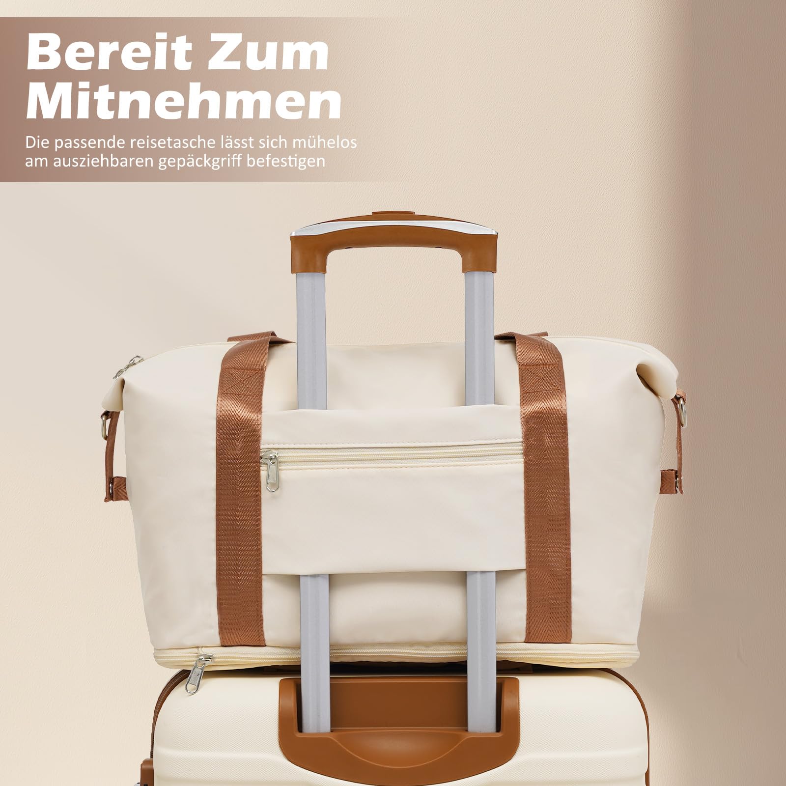 COOLIFE Koffer Trolley Koffer Reisekoffer von ABS Hartschalen Trolley 4 Rollen TSA-Schloss Der Koffer Enthält 1 Reisetasche und 1 Kulturbeutel