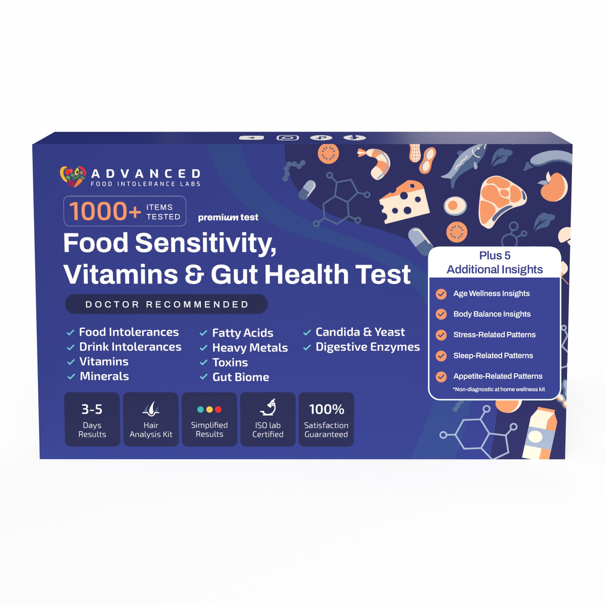 AFIL Upgraded 1000+ Foods, Drinks, Vitamins, Gut, at-Home Wellness Test Kit, Trusted Hair Analysis for Adults & Kids, at-Home Health Non-Invasive, Gluten, Dairy Health Wellness Indicators