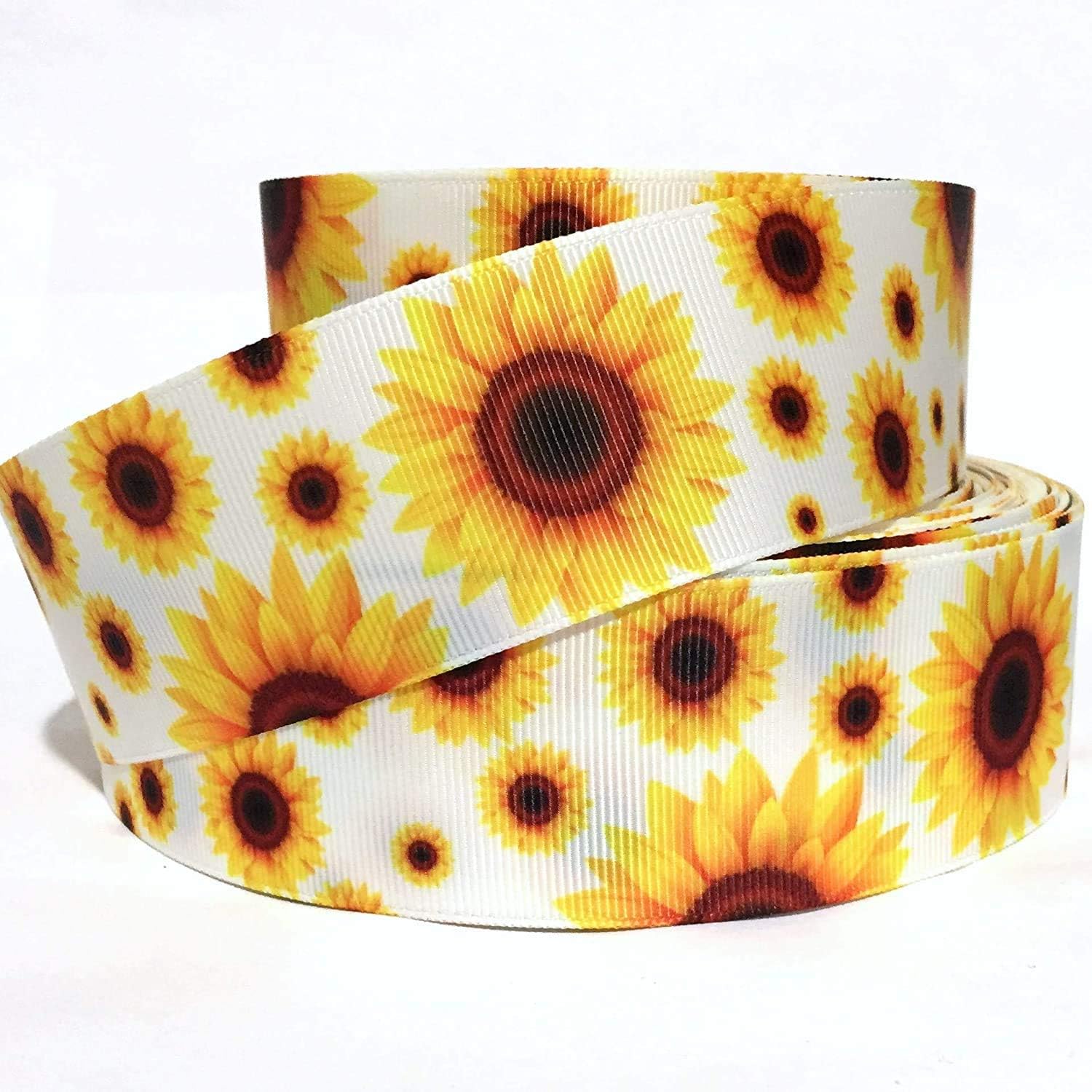 Grosgrain Ribbon 1.5 Sunflowers Flowers Spring - Summer - Printed Per Yard