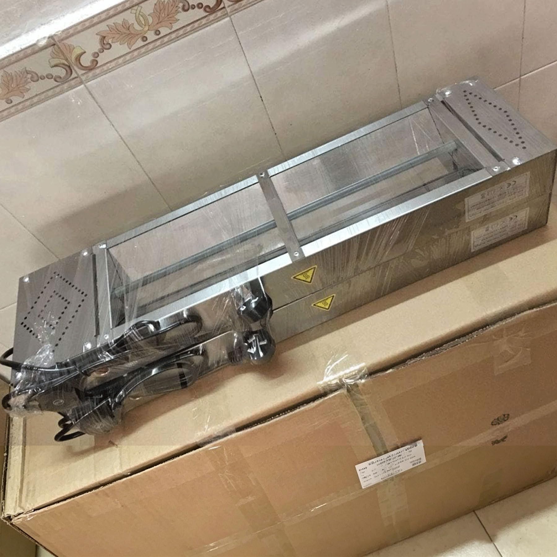 Wärmelampe Küche Gastro, Edelstahl Hängend Wärmelampe für Speisen (90cm) | Speisenwärmer Lampe mit Drehknopf-Temperaturregelung für Buffets und Hotels, Einstellbare Temperatur 30-85℃