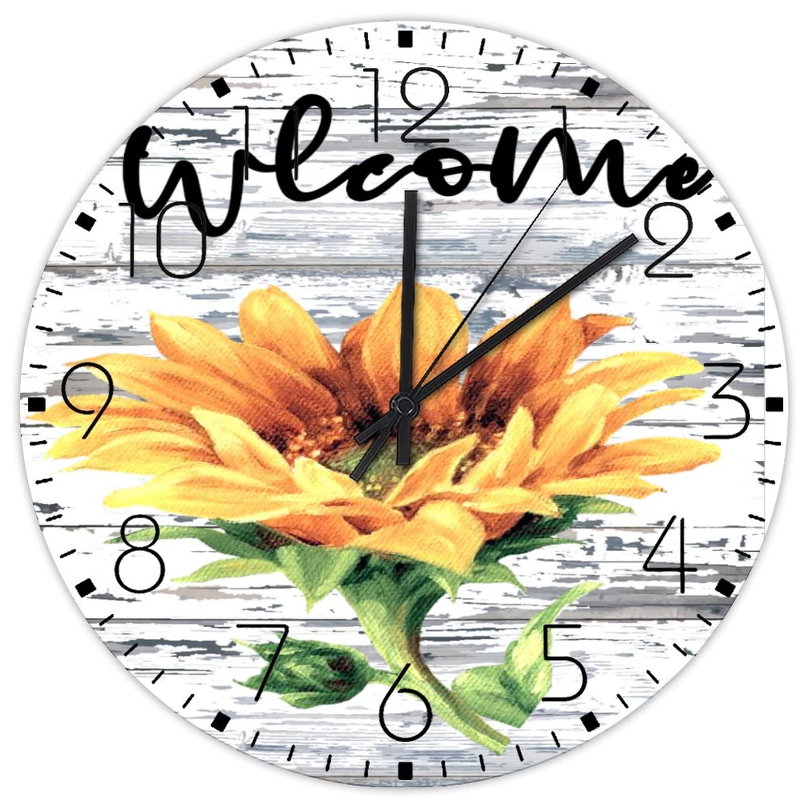 Horloge murale silencieuse en bois de style rustique pour cheminée